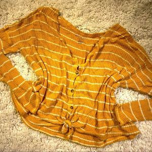 American Eagle Outfitters Yellow Striped Sweater